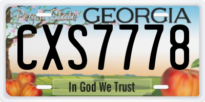 GA license plate CXS7778