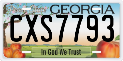 GA license plate CXS7793