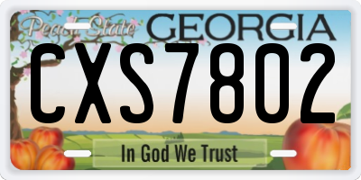 GA license plate CXS7802