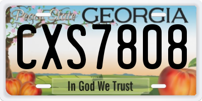 GA license plate CXS7808