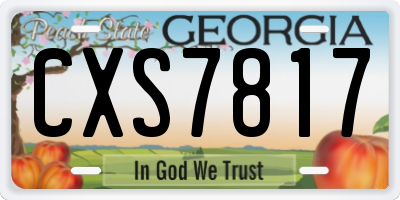 GA license plate CXS7817