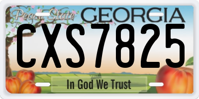 GA license plate CXS7825
