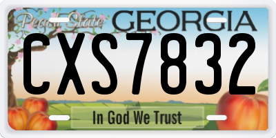 GA license plate CXS7832