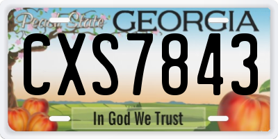 GA license plate CXS7843