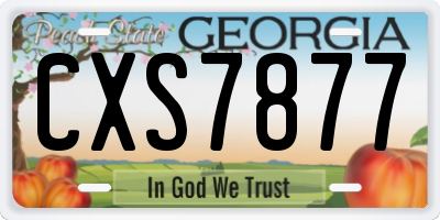 GA license plate CXS7877