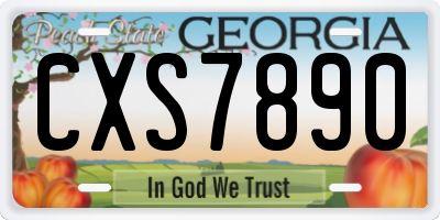 GA license plate CXS7890