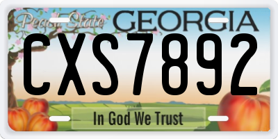 GA license plate CXS7892
