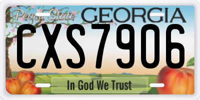 GA license plate CXS7906