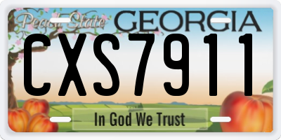 GA license plate CXS7911