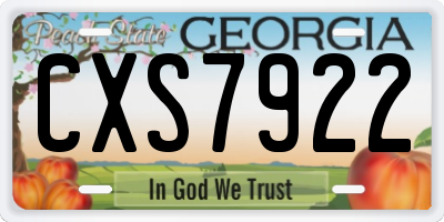 GA license plate CXS7922