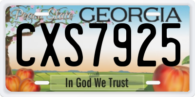 GA license plate CXS7925