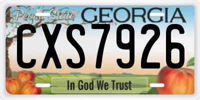 GA license plate CXS7926