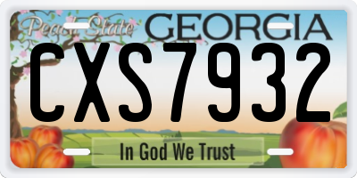 GA license plate CXS7932
