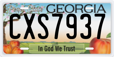 GA license plate CXS7937