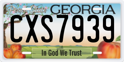 GA license plate CXS7939
