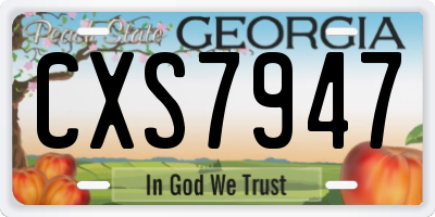 GA license plate CXS7947