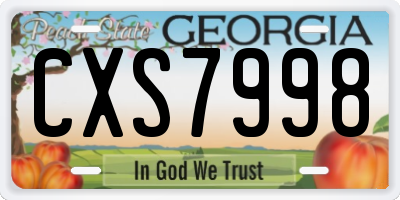 GA license plate CXS7998