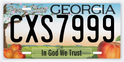 GA license plate CXS7999