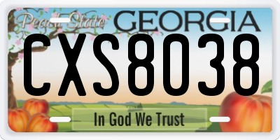 GA license plate CXS8038