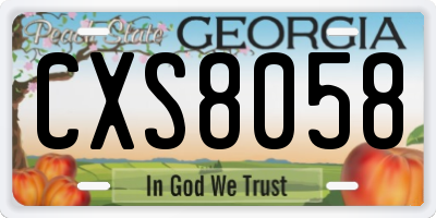 GA license plate CXS8058
