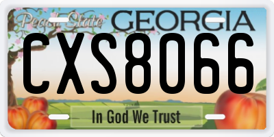 GA license plate CXS8066