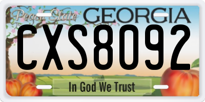 GA license plate CXS8092