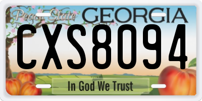 GA license plate CXS8094