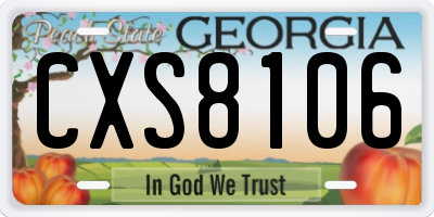 GA license plate CXS8106
