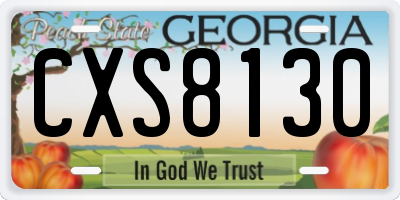 GA license plate CXS8130