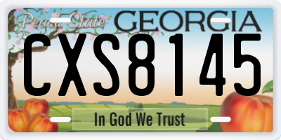 GA license plate CXS8145