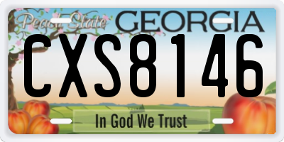 GA license plate CXS8146