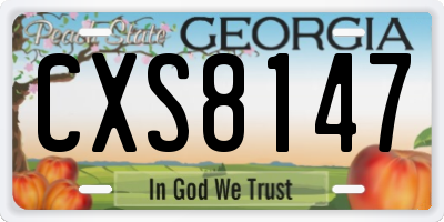 GA license plate CXS8147