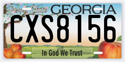 GA license plate CXS8156