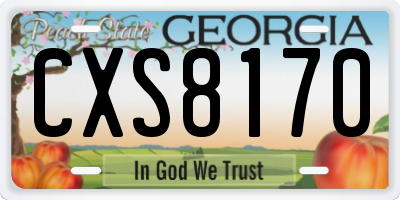 GA license plate CXS8170