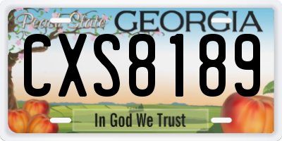 GA license plate CXS8189