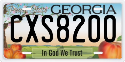GA license plate CXS8200
