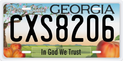 GA license plate CXS8206