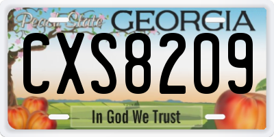 GA license plate CXS8209