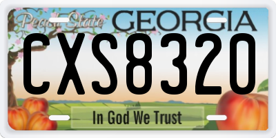GA license plate CXS8320