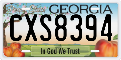GA license plate CXS8394