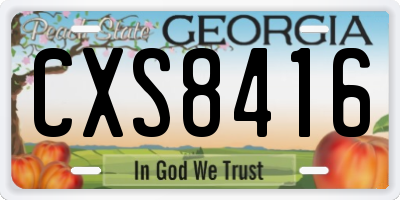 GA license plate CXS8416