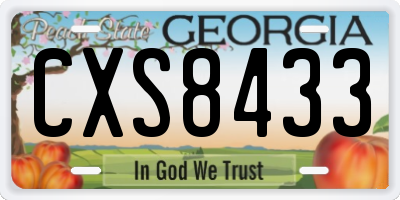 GA license plate CXS8433