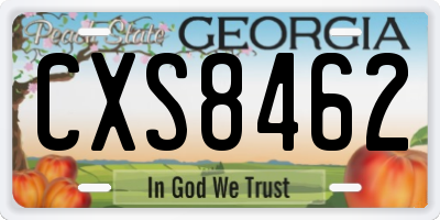 GA license plate CXS8462