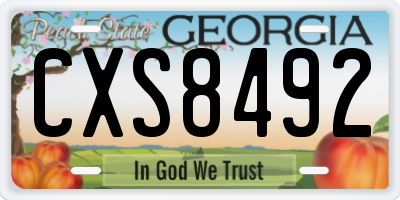 GA license plate CXS8492