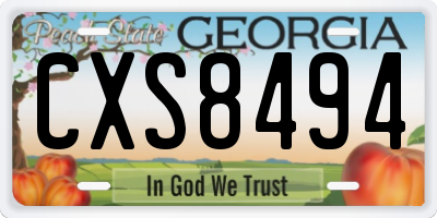 GA license plate CXS8494