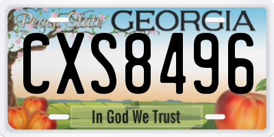 GA license plate CXS8496