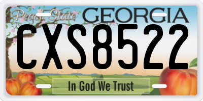 GA license plate CXS8522