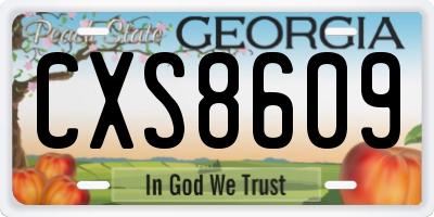 GA license plate CXS8609