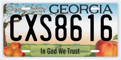 GA license plate CXS8616