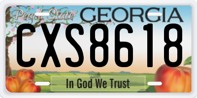 GA license plate CXS8618